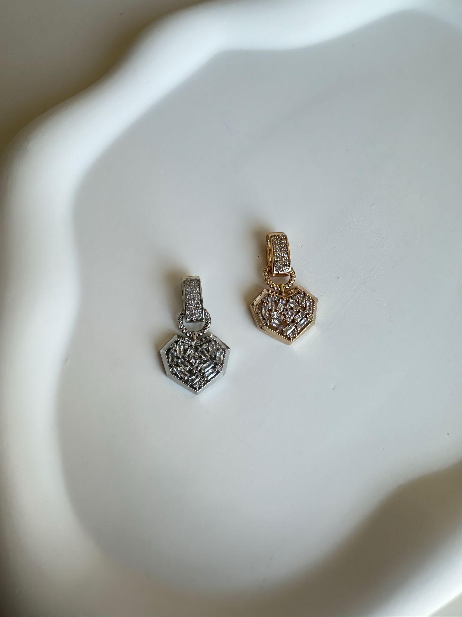 Taşlı Kalp Kolye Ucu Silver
