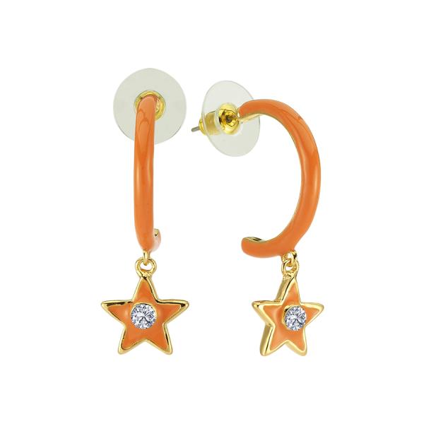 Star Hoop Earring - Orange