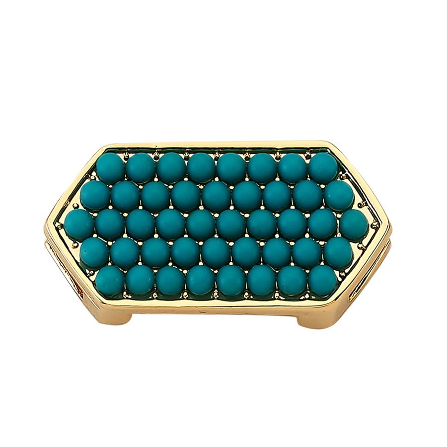Slider Charm Mavi Altıgen - Altın