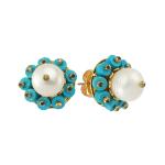 Turquoise Stud Pearl Earring