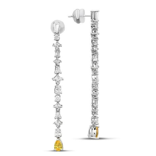 Yellow Pear Drop Cz Earring