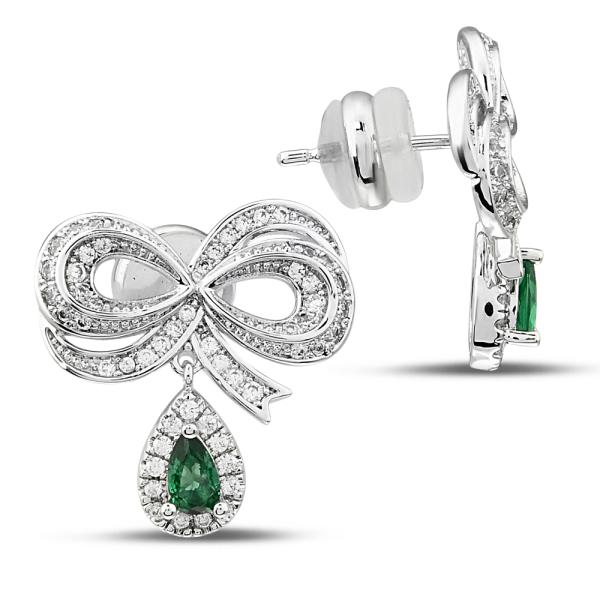Green Bow Cz Earring