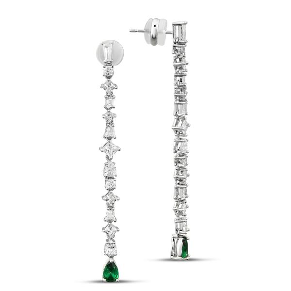 Green Pear Drop Cz Earring