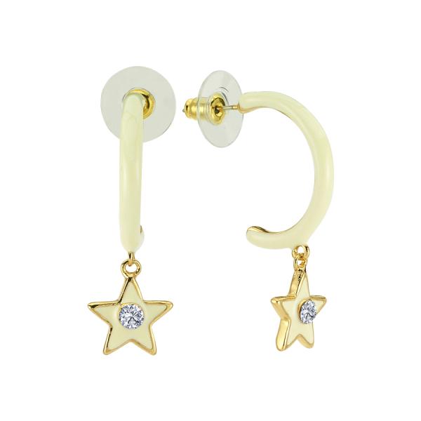 Star Hoop Earring - Beyaz