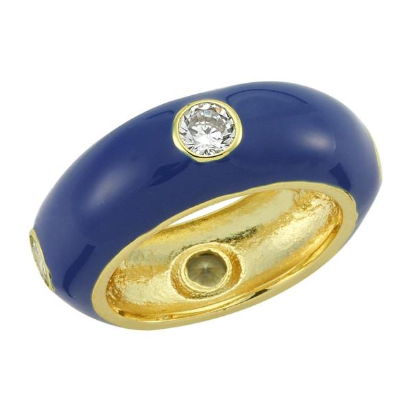 Enamelled Ring With CZ - Mavi