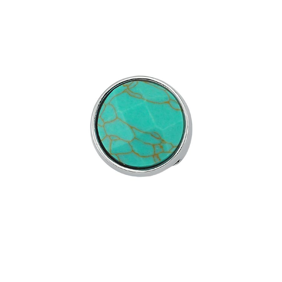 Slider Charm Turkuaz Taş - 2 - Silver