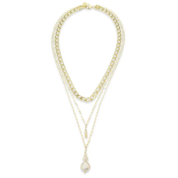 Pearl Drop Chain Necklace