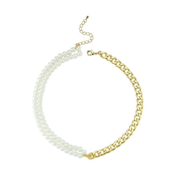 Duo Pearl Curb Choker - Gold