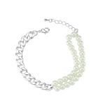 Duo Pearl Curb Bracelet - White