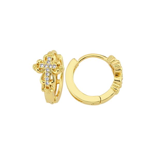 Cross Hoop Earring - 13mm