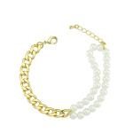 Duo Pearl Curb Bracelet - Gold